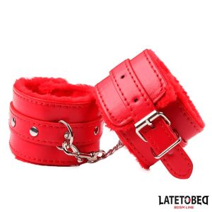 Furry Wrist Cuff Red