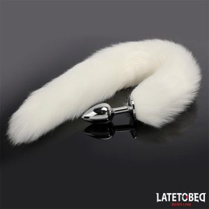 Anal plug with tail White 40 cm