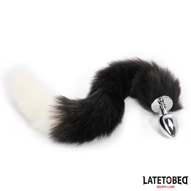 Fox Tail Anal Plug Black and White 40 cm - Image 3