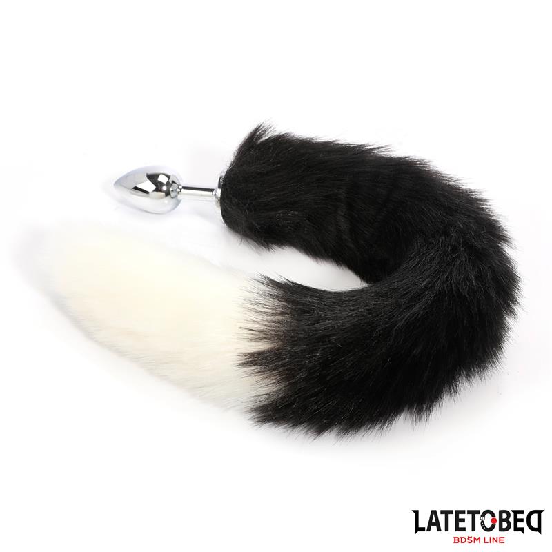 Fox Tail Anal Plug Black and White 40 cm - Image 6