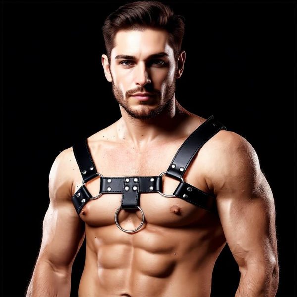 Quovis Male Chest Bondage Harness Vegan Leather - Image 2