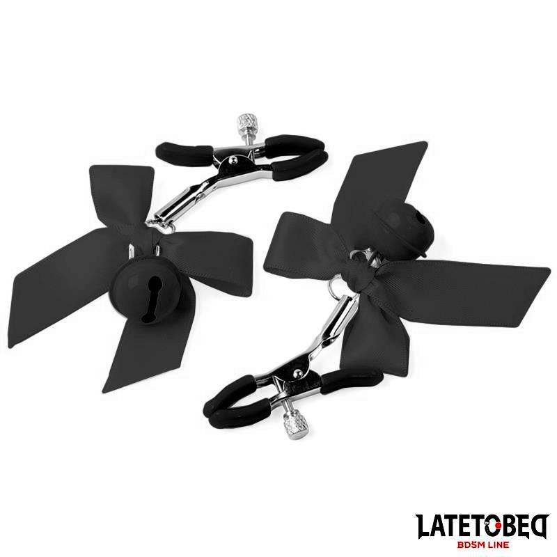 Nipple Clamps with Bell and Black Bow - Image 4