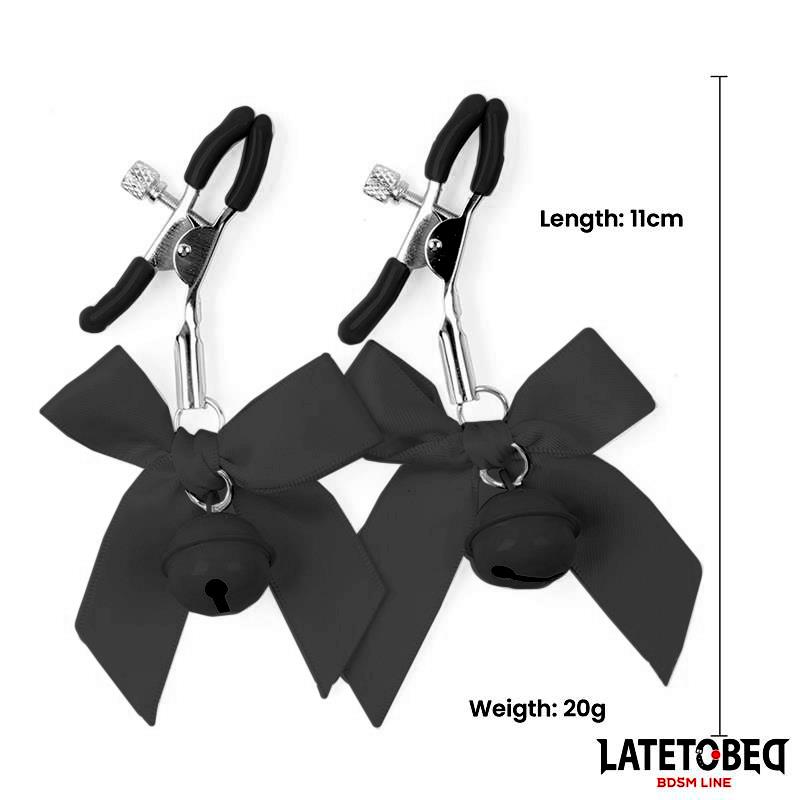 Nipple Clamps with Bell and Black Bow - Image 6