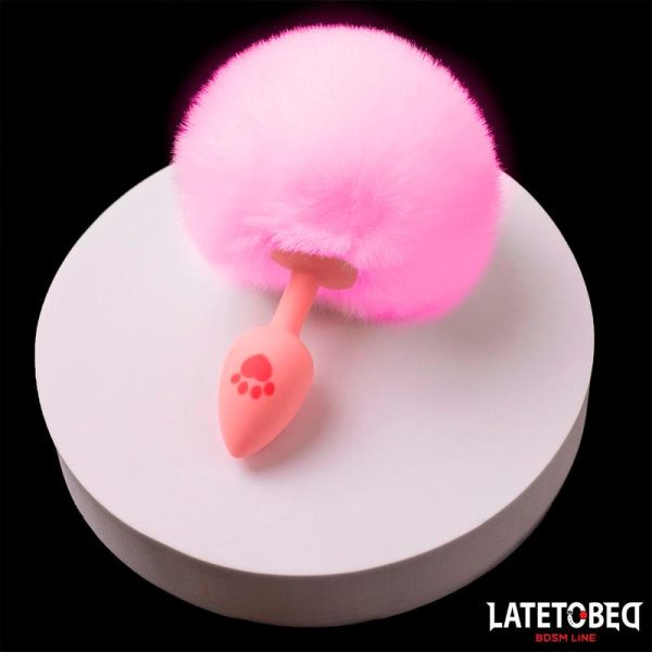 Pink Silicone Anal Plug with Pompon Pink - Image 3