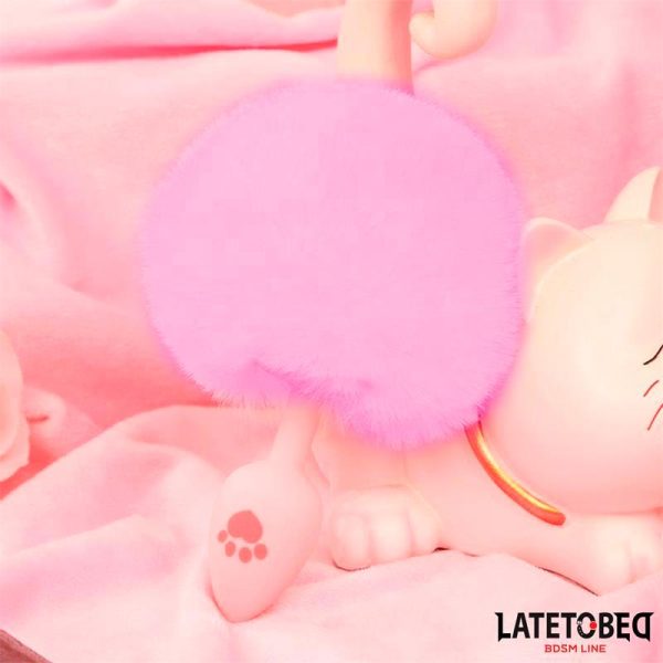 Pink Silicone Anal Plug with Pompon Pink - Image 5