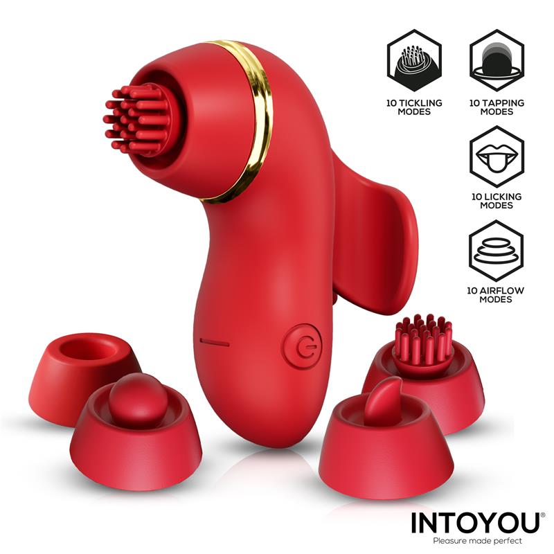 Beeny Stimulator with 4 Caps, Suction, Tapping, Tickling and Licking - Image 2
