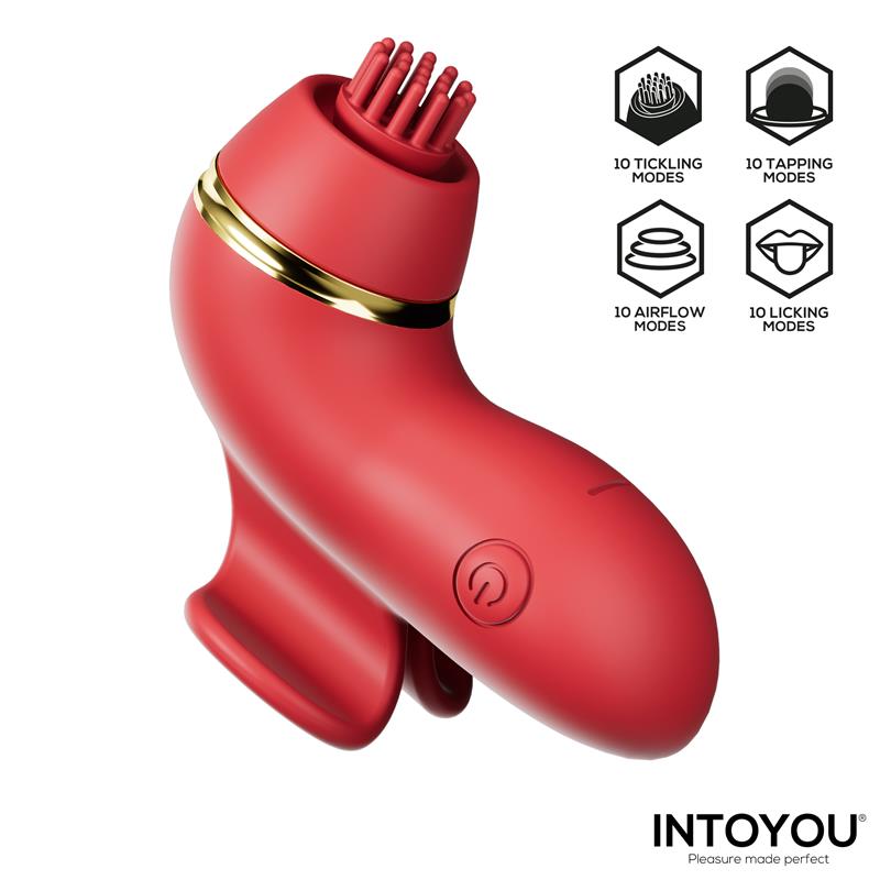 Beeny Stimulator with 4 Caps, Suction, Tapping, Tickling and Licking - Image 4