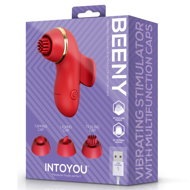 Beeny Stimulator with 4 Caps, Suction, Tapping, Tickling and Licking - Image 9