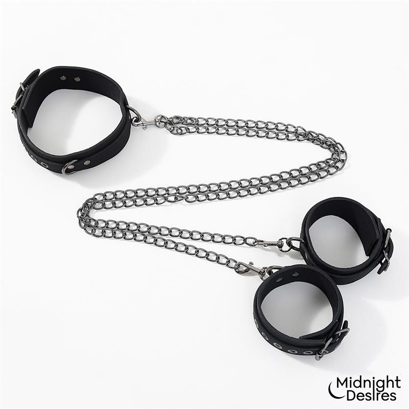 Collar and Ankle Cuffs with Chain - Image 2