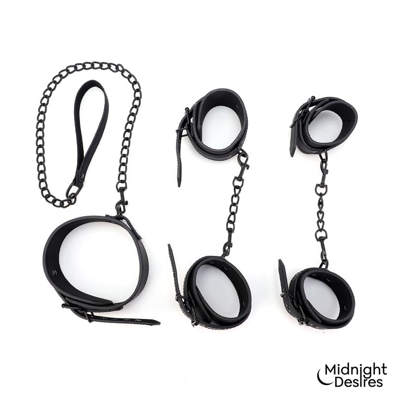 Restraint Set with Collar with Leash and Cuffs - Image 2