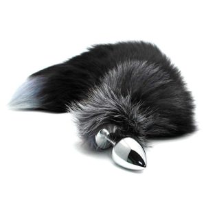 Black And White Fox Tail Plug L