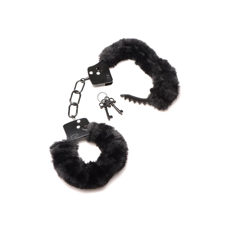 Furry Handcuffs Black - Image 3