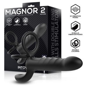 Magnor Dildo with Double Ring and Balls Stimulator