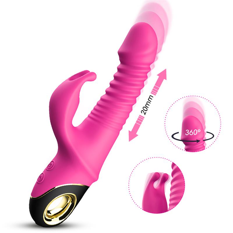 Vibrator with Thrusting and 360º Wiggling Pink - Image 4