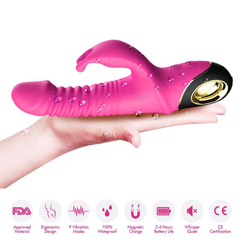Vibrator with Thrusting and 360º Wiggling Pink - Image 5