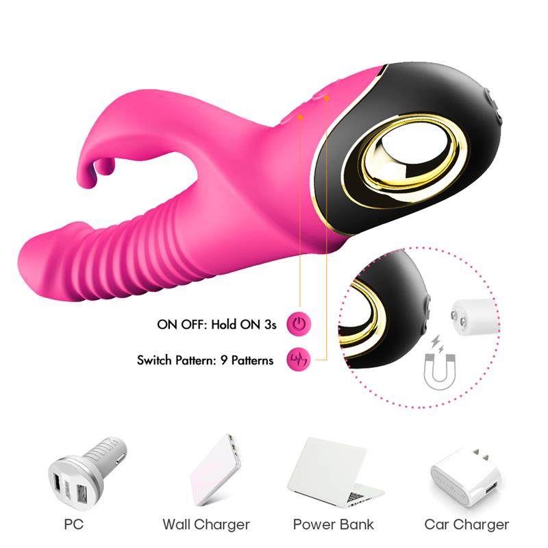 Vibrator with Thrusting and 360º Wiggling Pink - Image 8