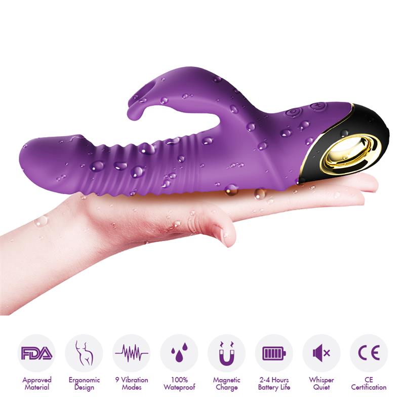 Vibrator with Thrusting and 360º Wiggling Purple - Image 4