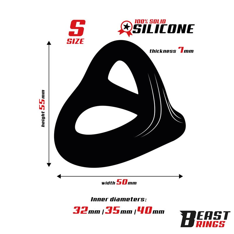 Triple Cock Ring Solid Silicone 40/35/32 mm Size S - Image 2