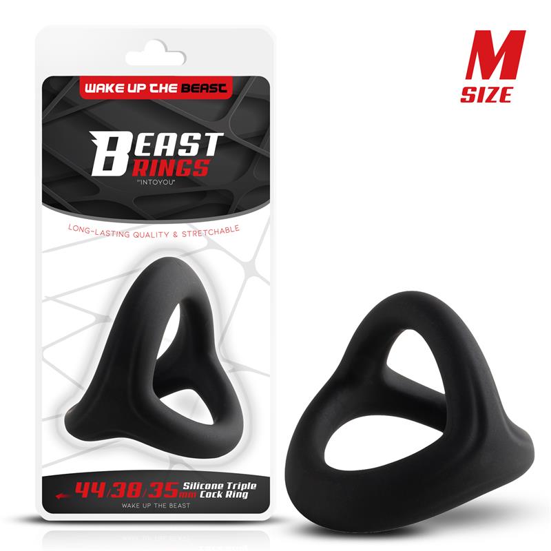 Triple Cock Ring Solid Silicone 44/38/35 mm Size M
