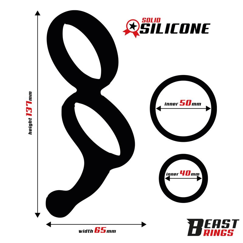 Double Penis Ring Solid Silicone 50/40 mm - Image 3