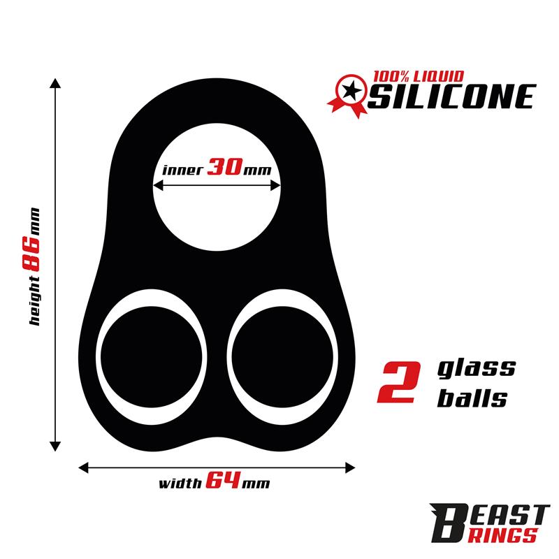 Penis Ring with Glass Balls Liquid Silicone 30 mm - Image 3