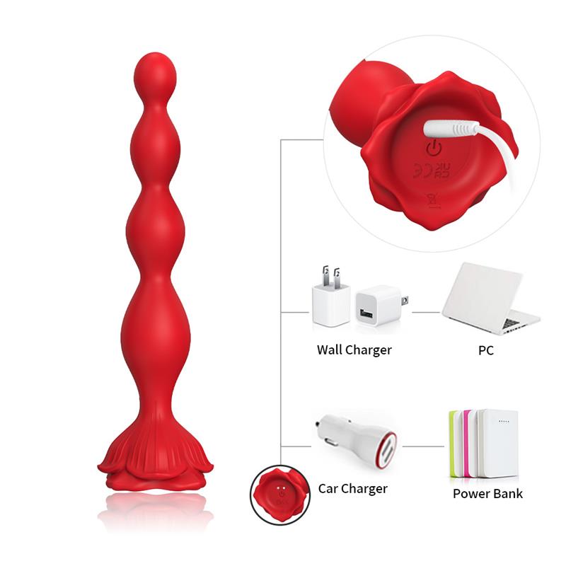 Vibrating Anal Beads with Rose Base - Image 11