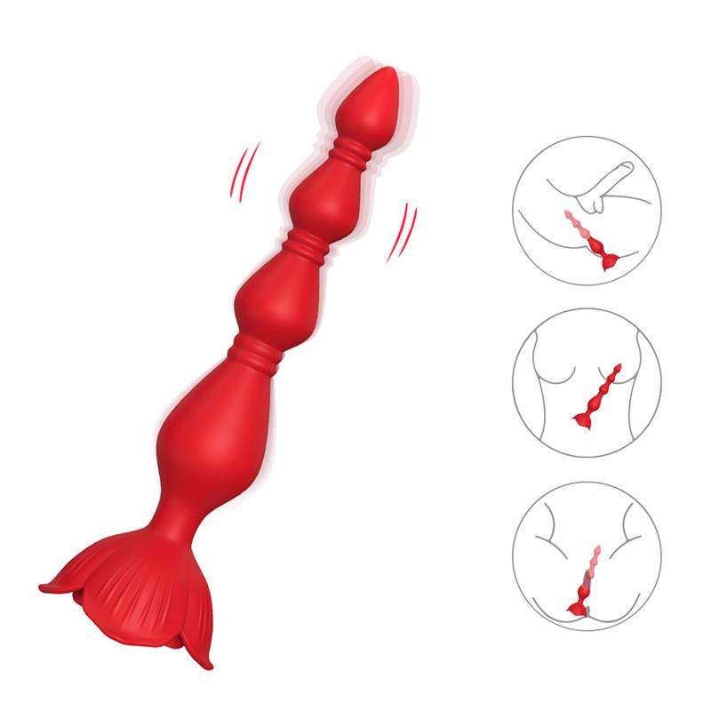 Vibrating Anal Beads with Rose Base - Image 3