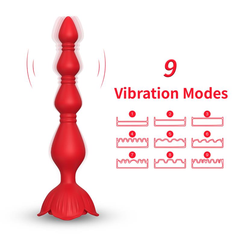 Vibrating Anal Beads with Rose Base - Image 5