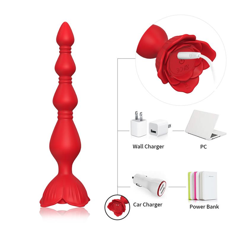Vibrating Anal Beads with Rose Base - Image 8
