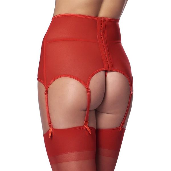 Wide Garter Belt with Stocking Red - Image 2