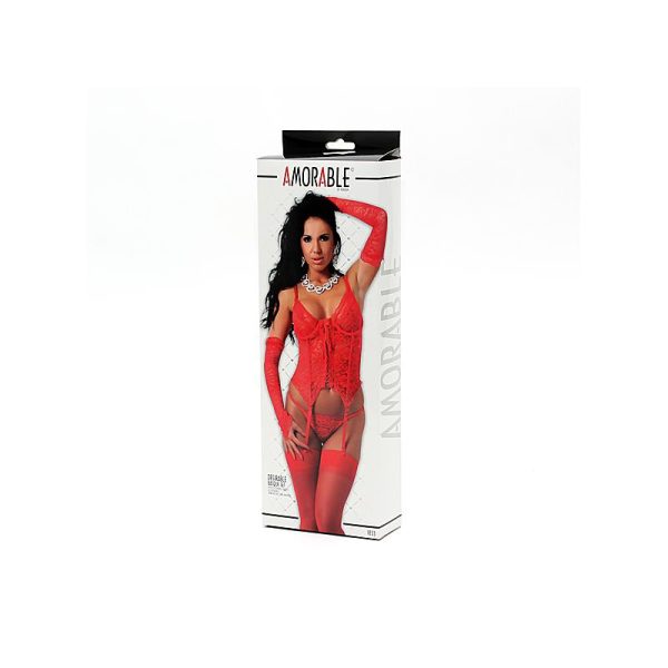 4-Piece Set: Corset, Thong, Gloves, and Stockings - Image 2