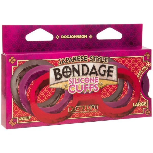 Japanese Handcuffs for Bondage Premium Silicone Size L Purple - Image 2