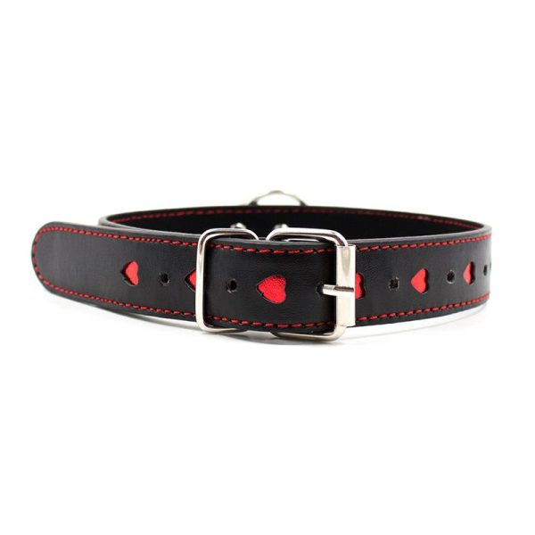 Collar with Metal Leash Black/Red - Image 3
