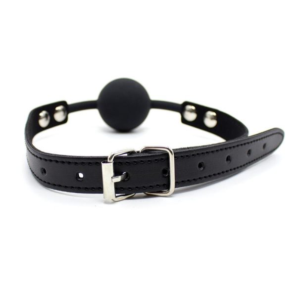 Silicone Ball Gag 4 cm Adjustable Black - Image 2