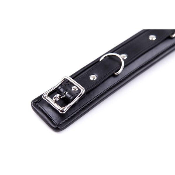 Collar with Metal Leash and Pedded Interior Black - Image 6