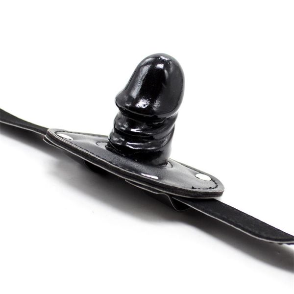 Locking Short 5 cm Penis Gag Ball Black - Image 2