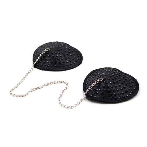 Nipple Covers with Metal Chain Black - Image 2