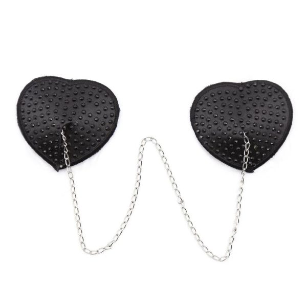 Nipple Covers with Metal Chain Black - Image 3