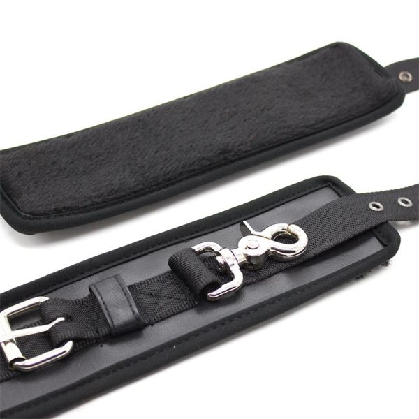 Leather Handcuffs with Big Hoops Black - Image 3