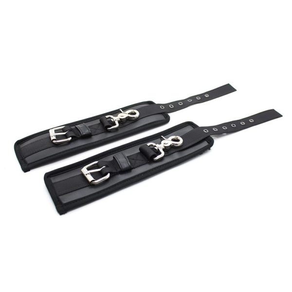 Leather Handcuffs with Big Hoops Black - Image 5