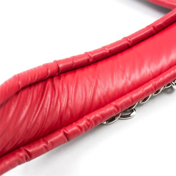 Collar With Metal Leash Padded Interior Red/Black - Image 4