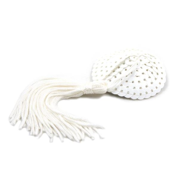 Sequin Nipple Cover with Tassel White - Image 3