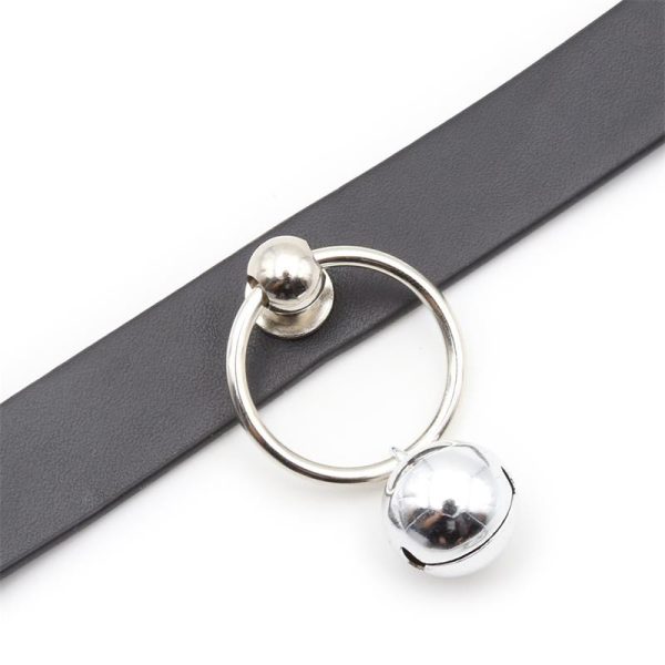 Collar with Hoop and Bell Black - Image 3