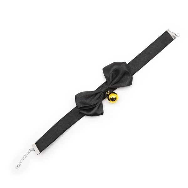 Collar with Bow and Bell 29 cm Size M Black - Image 6