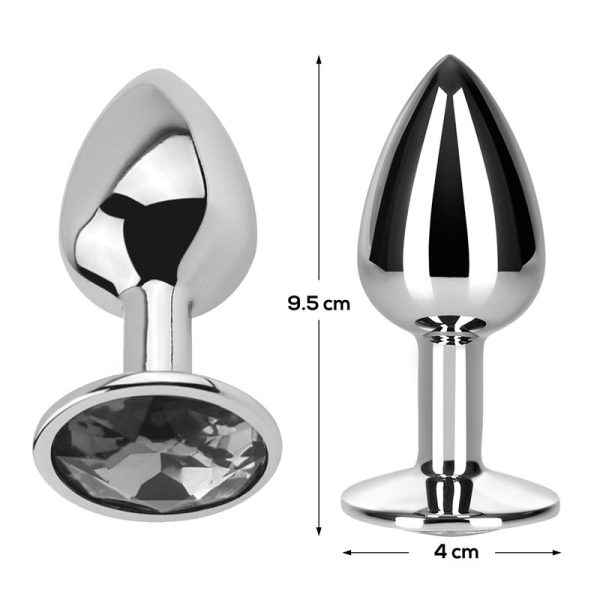 Butt Plug with Jewel White Diamond White Size L Aluminium - Image 3
