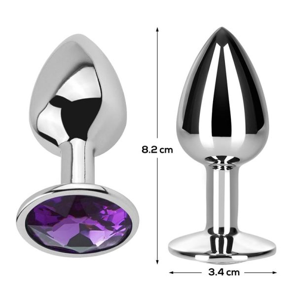 Butt Plug with Jewel Purple Amethyst Size M Aluminium - Image 3