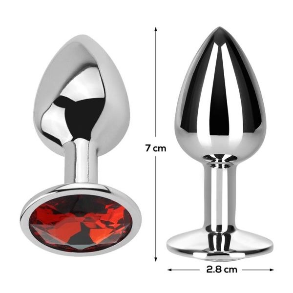 Butt Plug with Jewel Red Rubby Size S Aluminium - Image 3