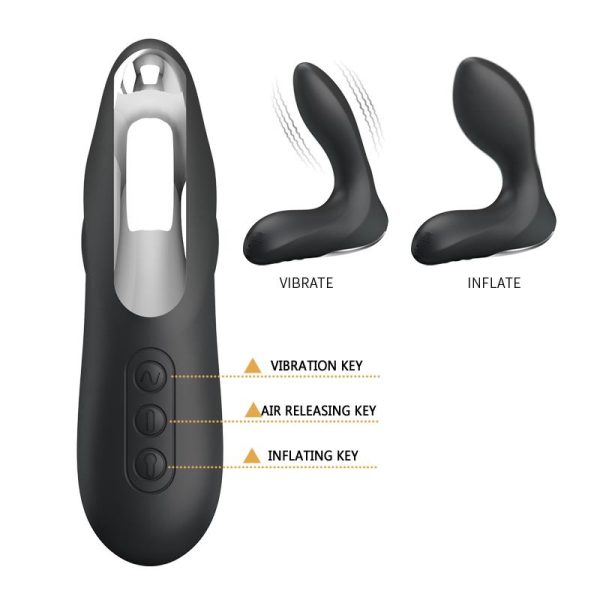 Anal Stimulator Inflatable Leonard Silicone USB Black - Image 3