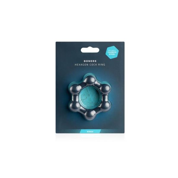 Hexagon Cockring With Steel Balls - Image 4