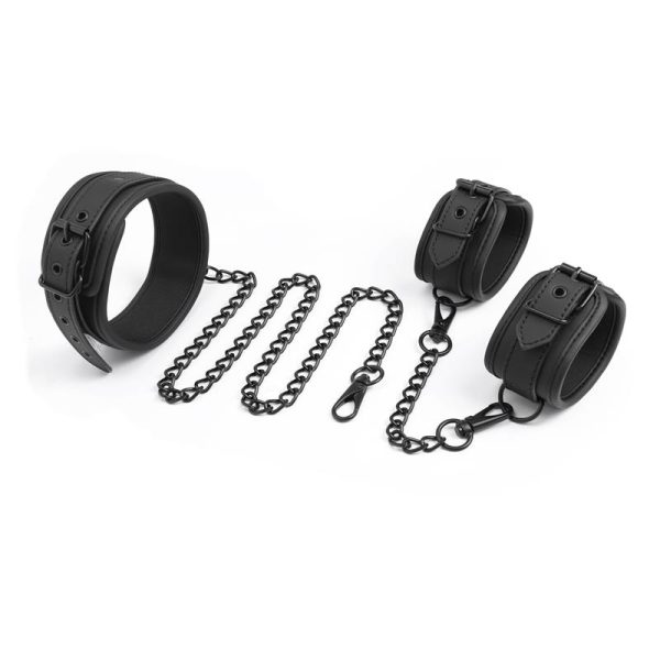 Collar and Hand Cuffs Set Vegan Leather - Image 3